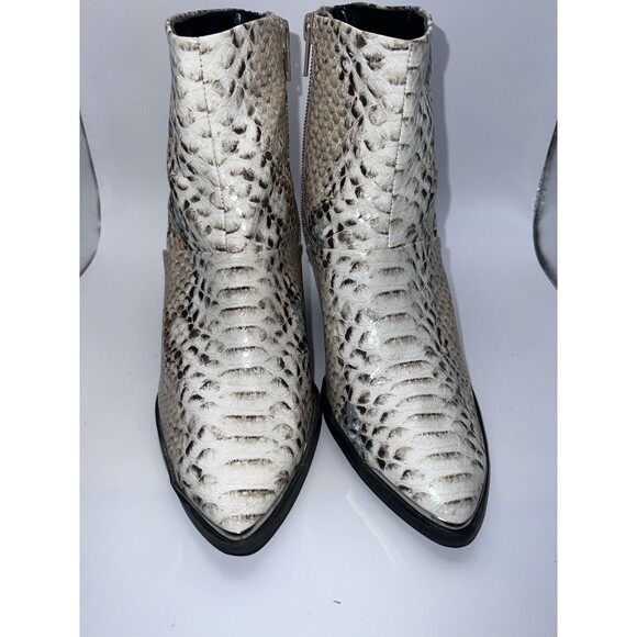 Report Jude Snakeskin Ankle Boots Womens 8.5 Chunky High Heel Booties Shoes - Picture 2 of 12